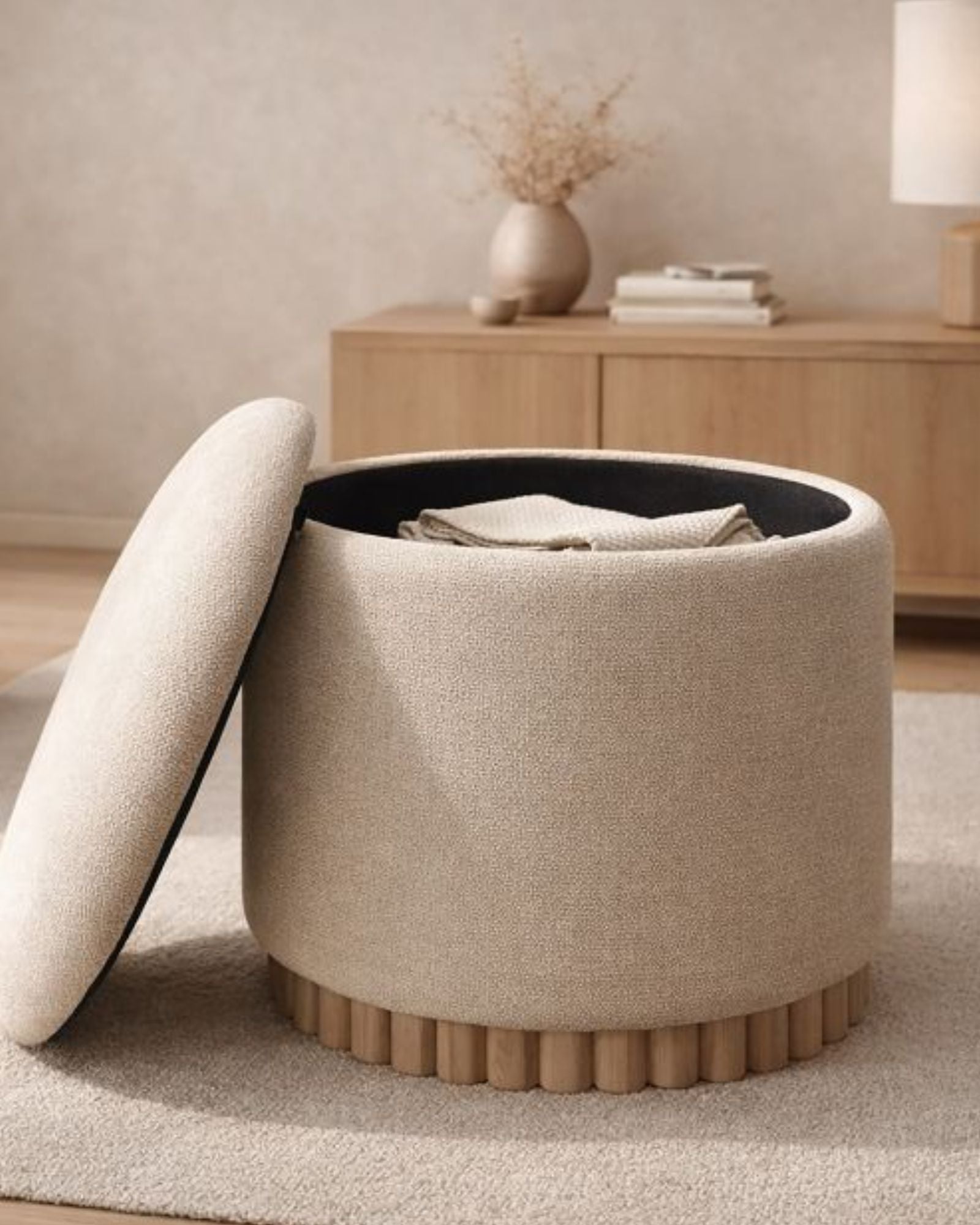 SADIE STORAGE OTTOMAN - OAT & NATURAL