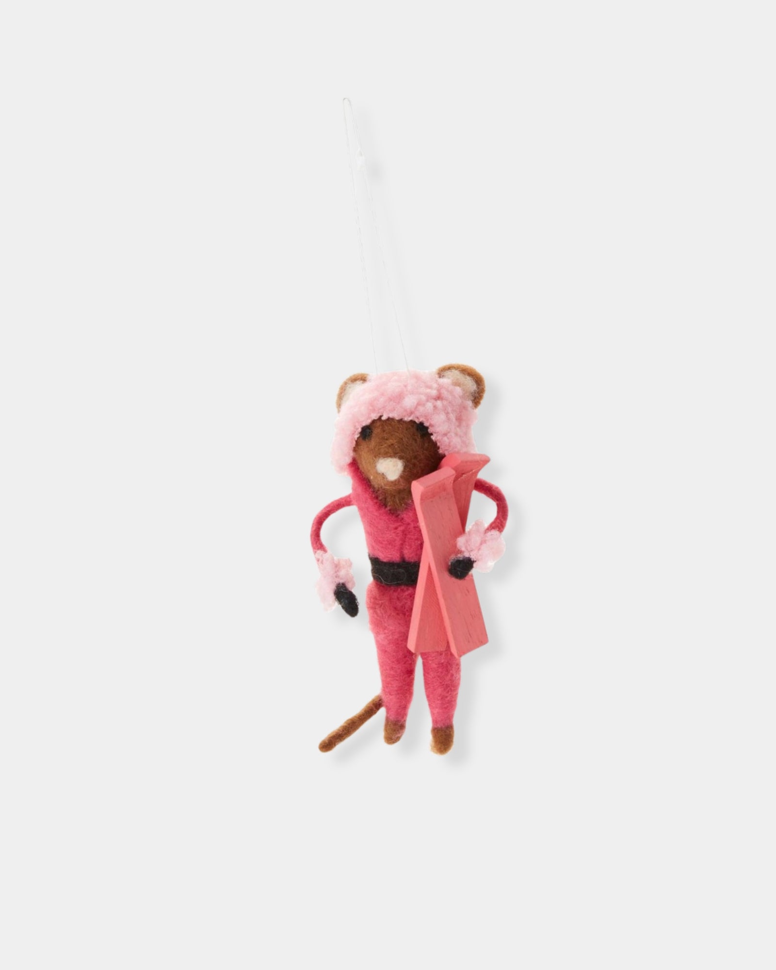 PINK SKI MOUSE - ORNAMENT