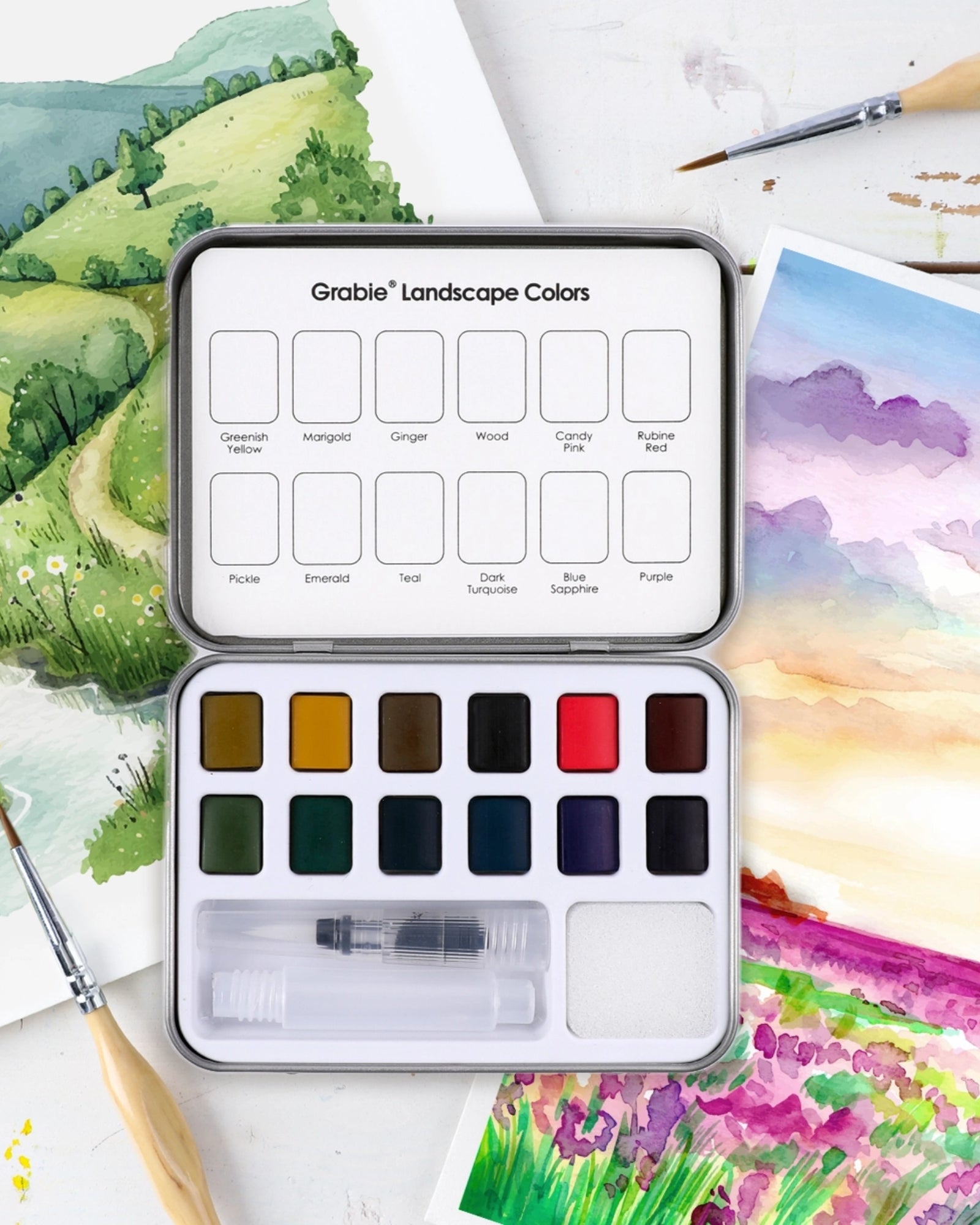 WATERRCOLOUR POCKET SET OF 12 - LANDSCAPE COLOURS
