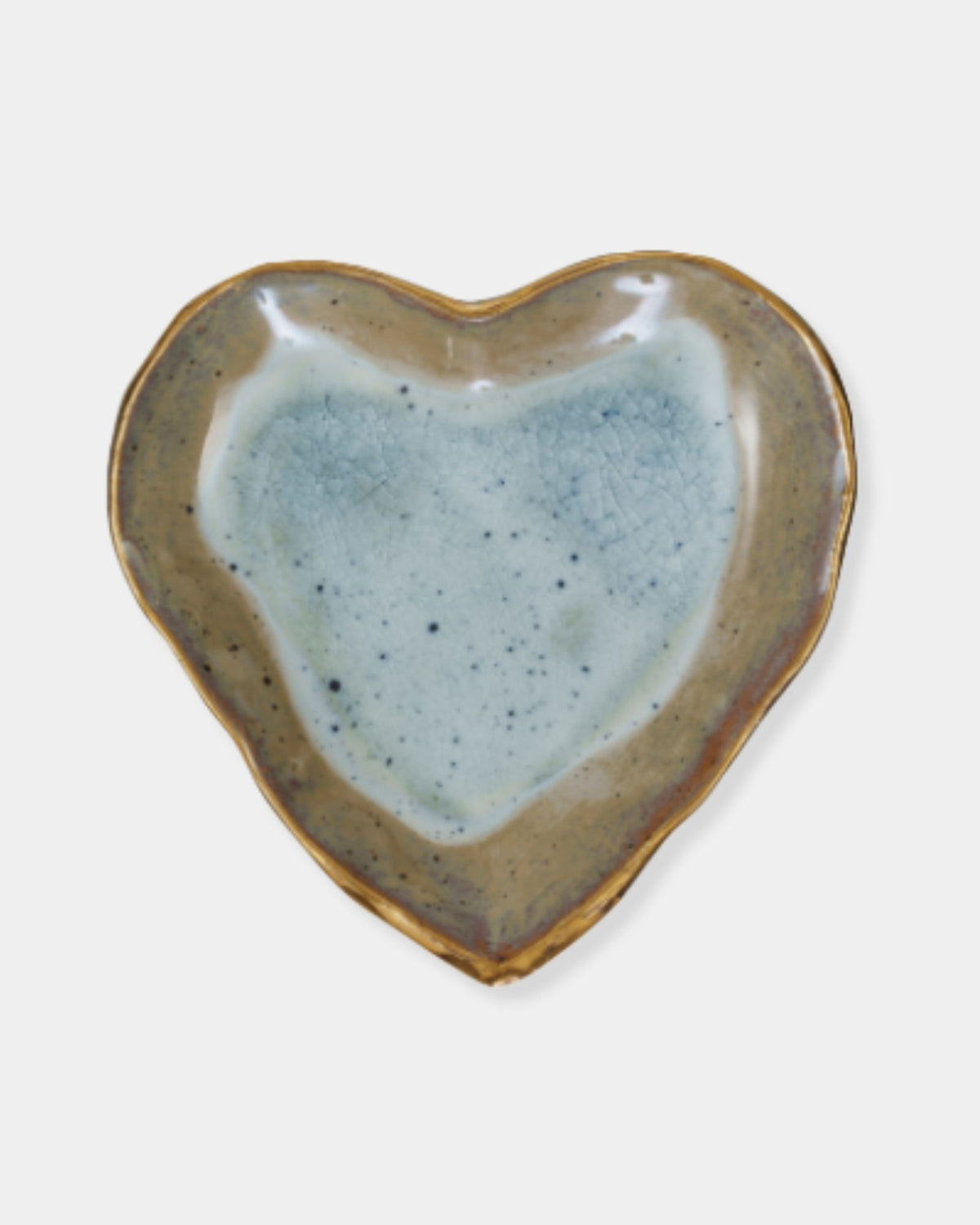 LARGE STONEWARE HEART DISH - BLUE