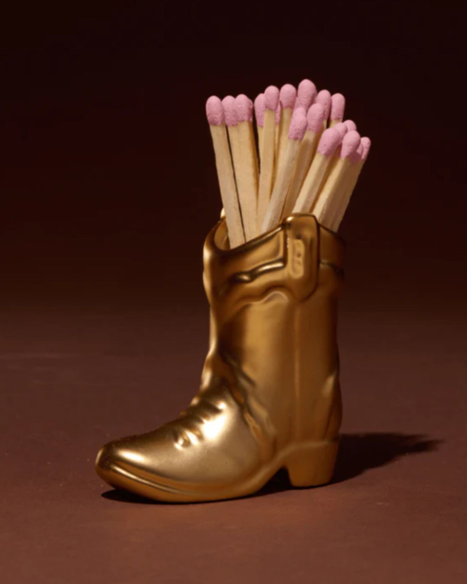 COWBOY BOOT MATCHES HOLDER - GOLD METALLIC