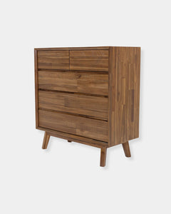 GIA 5-DRAWER CHEST - WARM PECAN