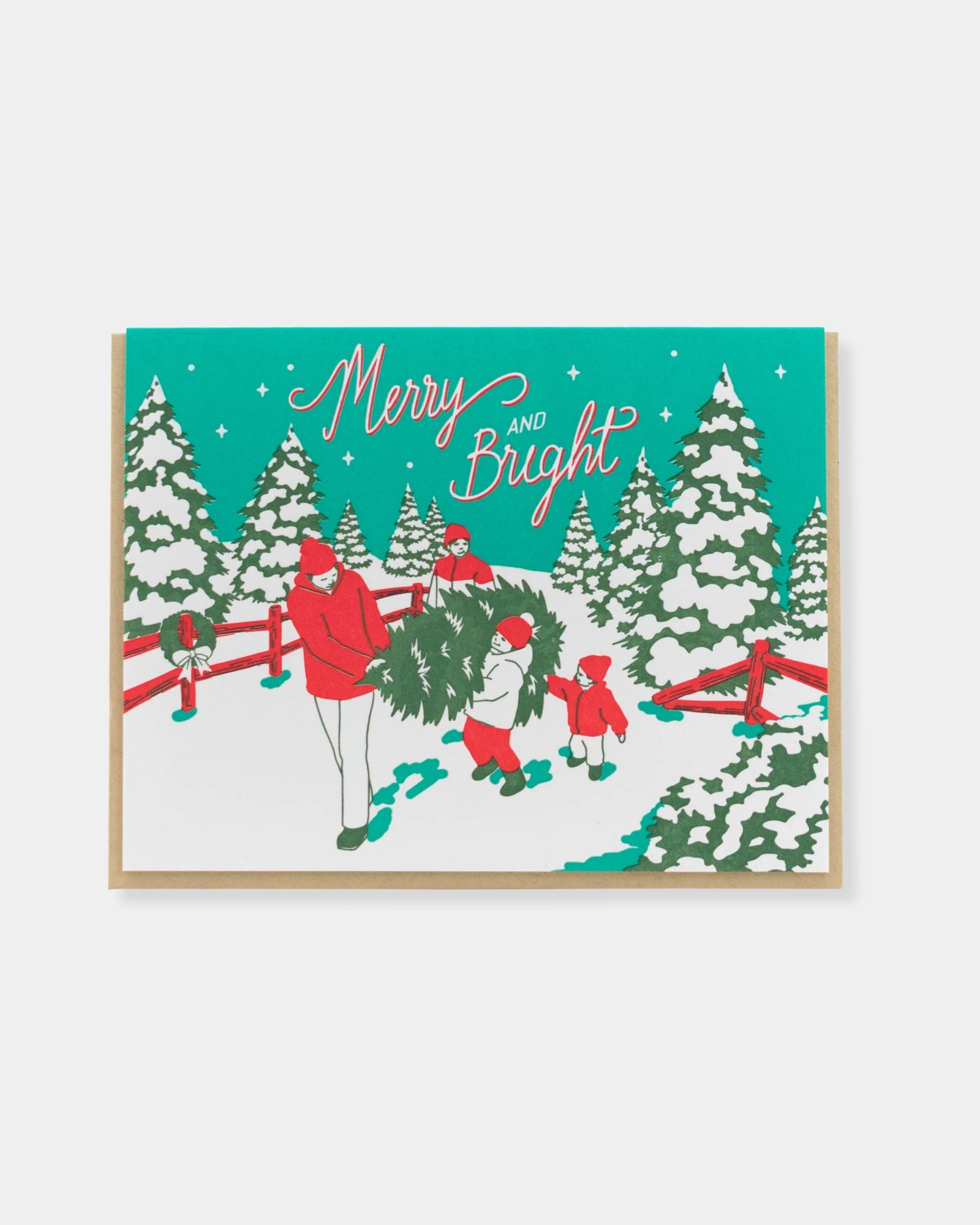 VINTAGE CHRISTMAS TREE FAMILY - CARD