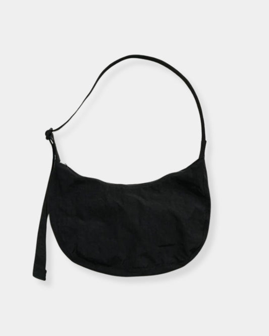 MEDIUM NYLON CRESCENT BAG - BLACK