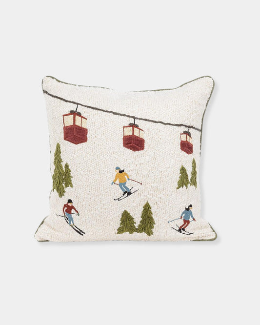 SKI SCENE BOUCLE PILLOW - 18" PILLOW