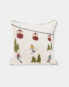 SKI SCENE BOUCLE PILLOW - 18" PILLOW