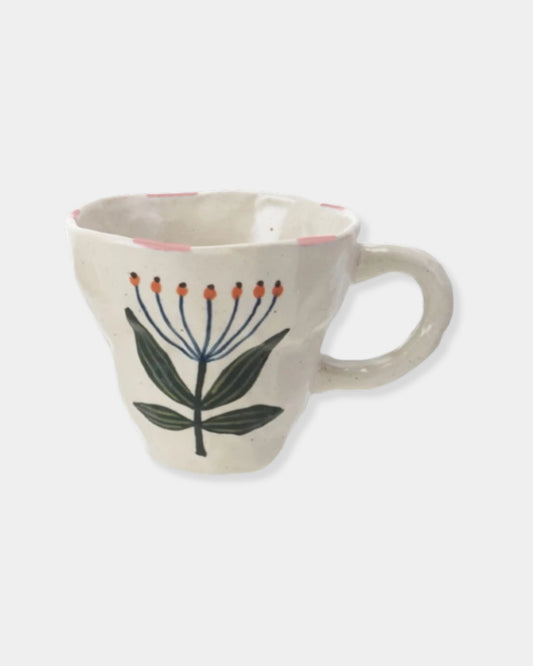 PINK FLORAL STONEWARE - 10oz MUG