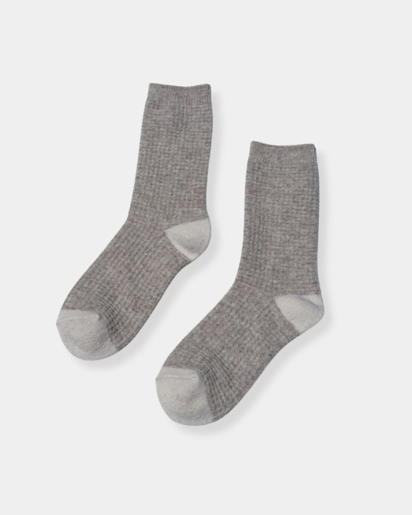 WOOL WAFFLED SOCKS - CREAM