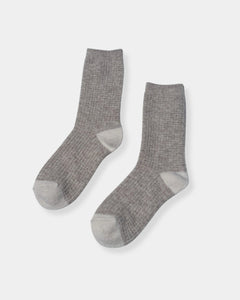 WOOL WAFFLED SOCKS - CREAM