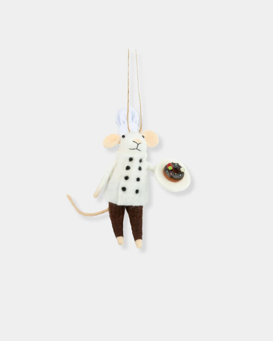 CHEF & DONUT FELT MOUSE - ORNAMENT