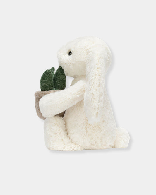 CREAM BUNNY WITH PLANT - PLUSH TOY