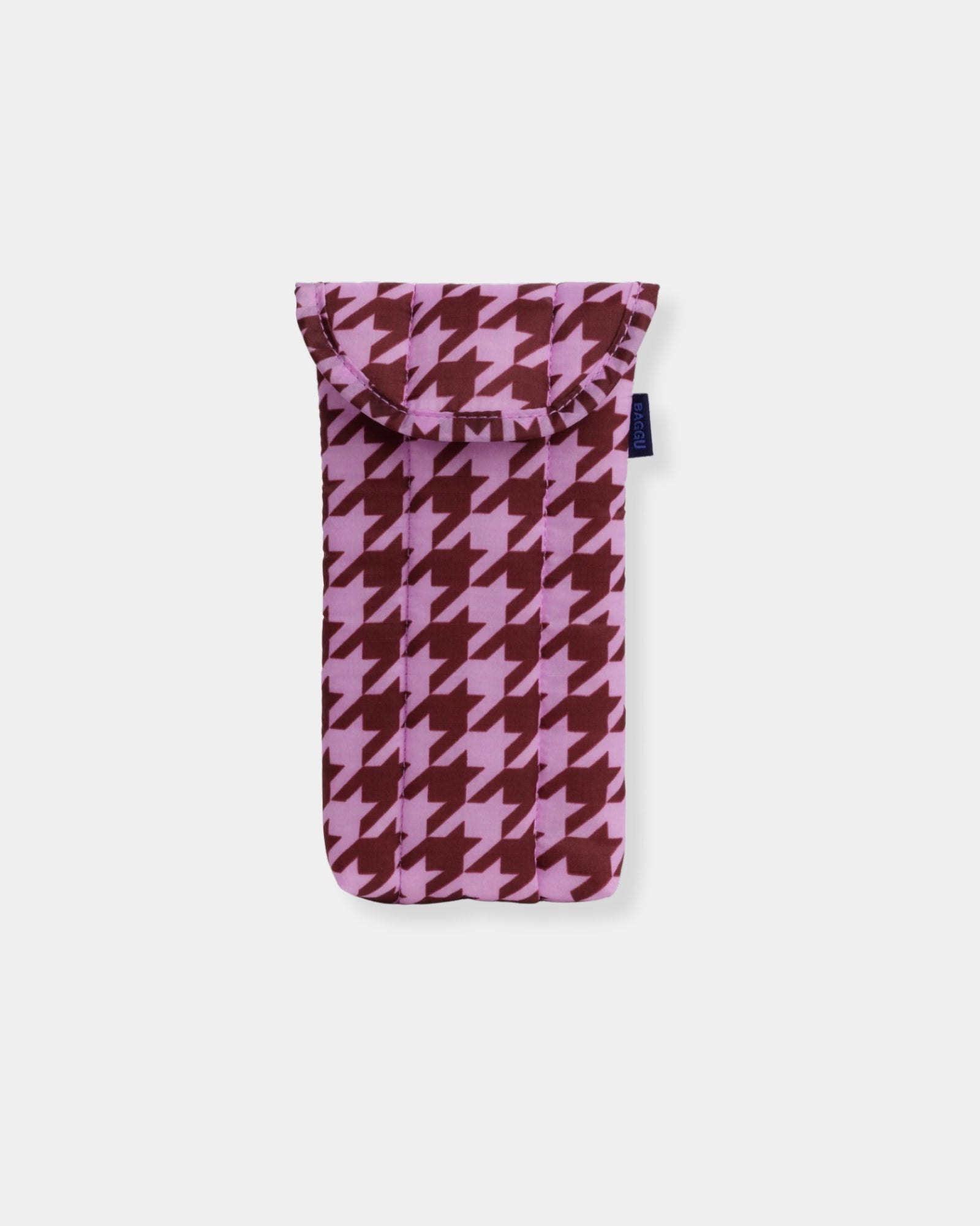 PUFFY GLASSES SLEEVE - PINK HOUNDSTOOTH