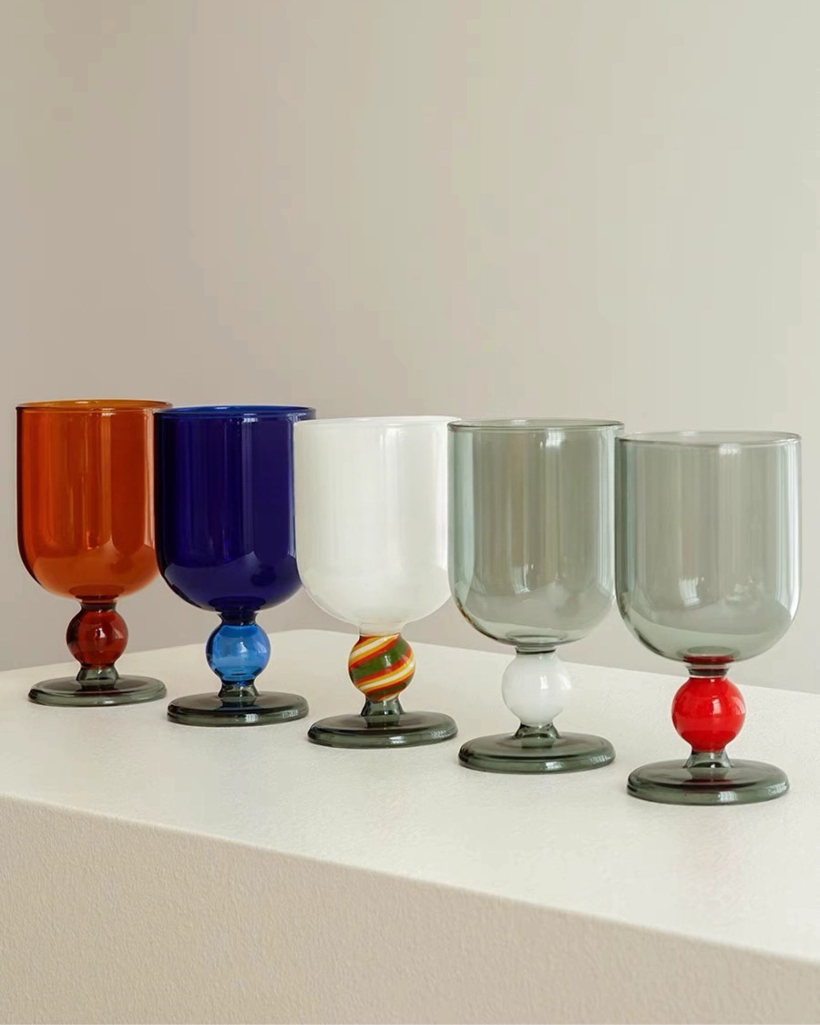 HANDBLOWN GUMBALL WINE GLASS - MINT