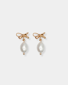 BOW DROP PEARL - EARRINGS