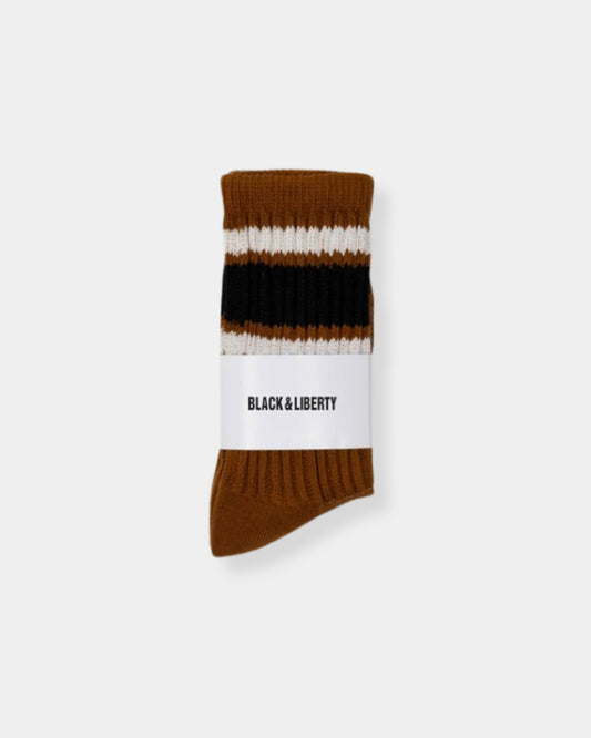 COLLEGE STRIPE SOCKS - BROWN