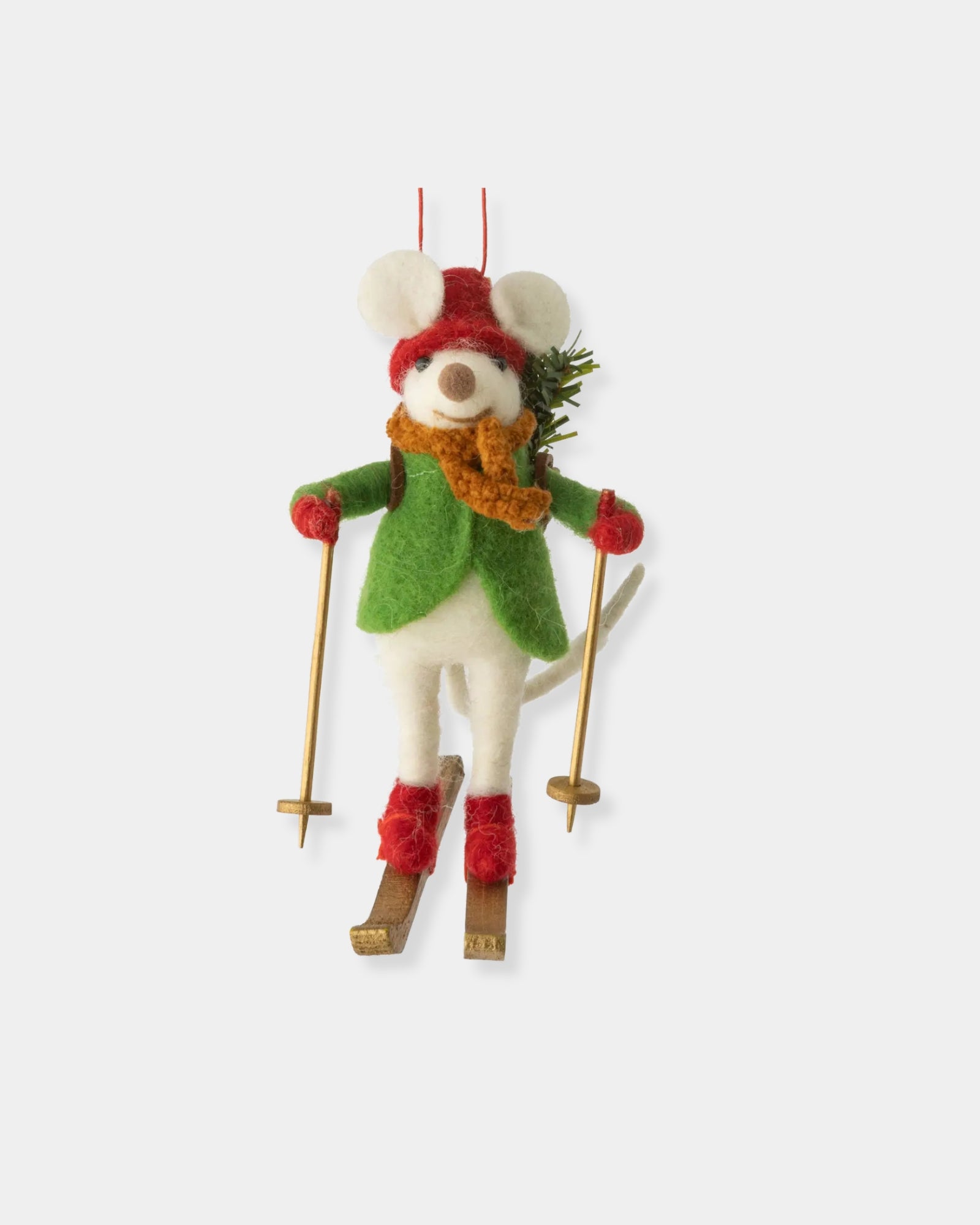 GREEN KNIT SWEATER FELT MOUSE - ORNAMENT