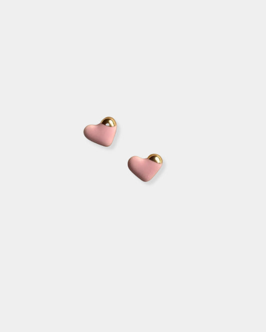 CERAMIC PINK HEART EARRINGS