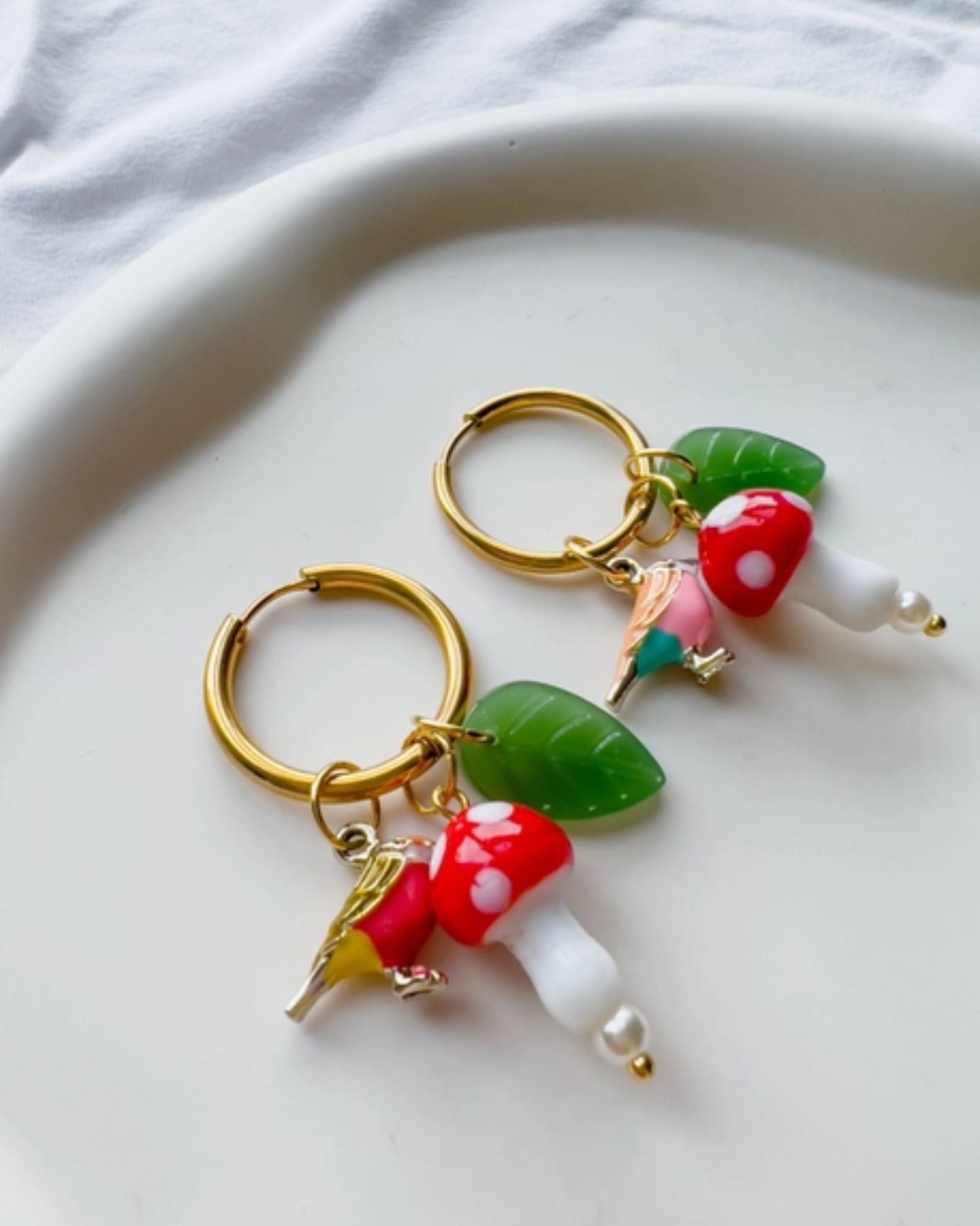 BIRDS & MUSHROOM - EARRINGS