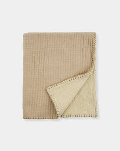 KANTHA-STITCH SHERPA THROW - NATURAL