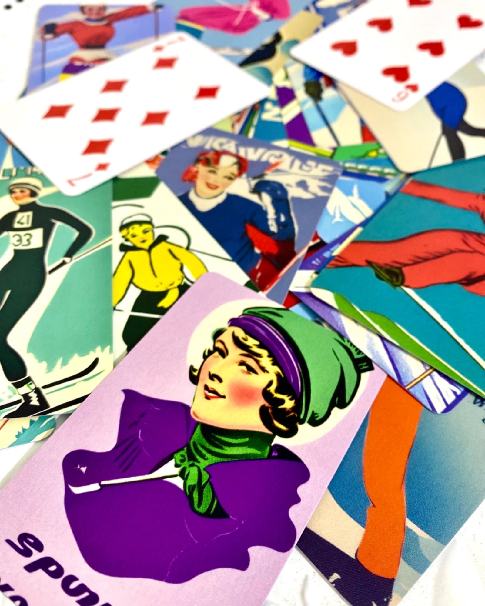 VINTAGE SKI ART PLAYING CARDS