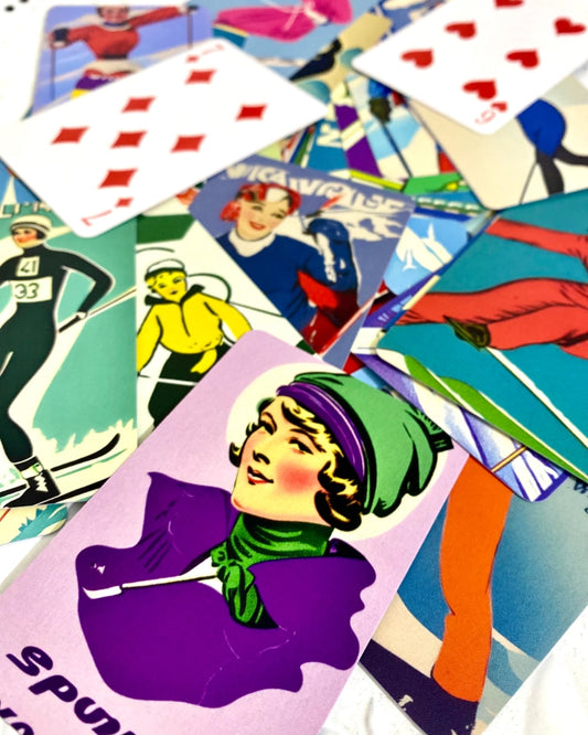 VINTAGE SKI ART PLAYING CARDS