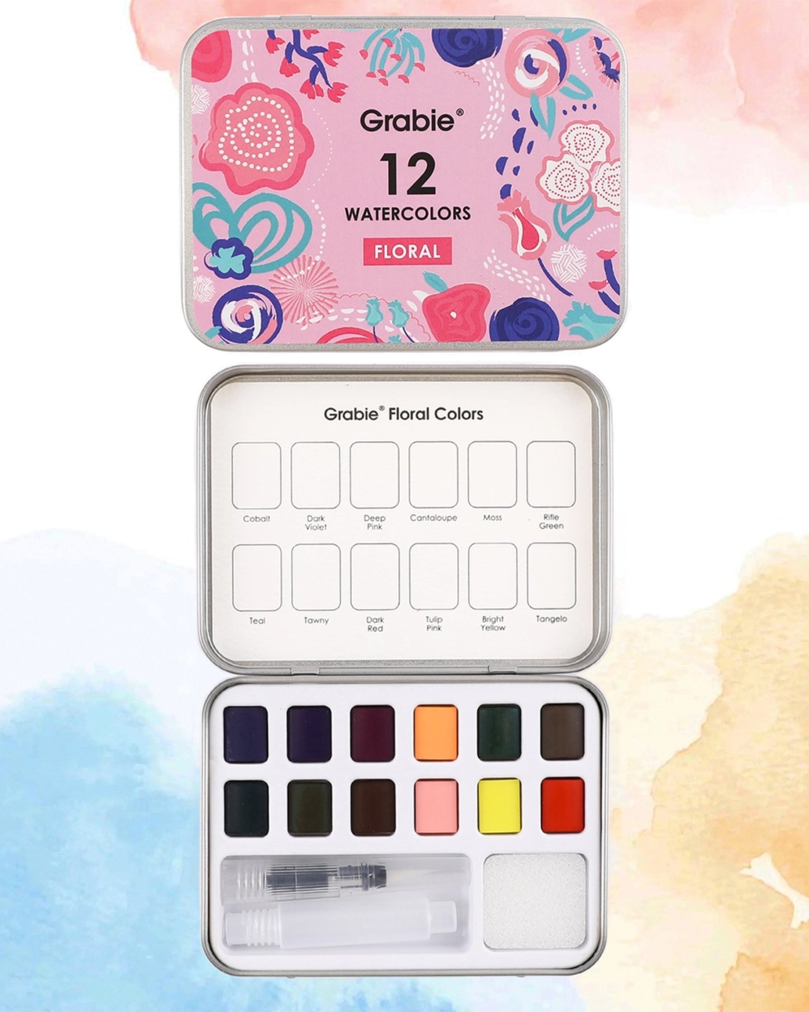 WATERRCOLOUR POCKET SET OF 12 - FLORAL COLOURS