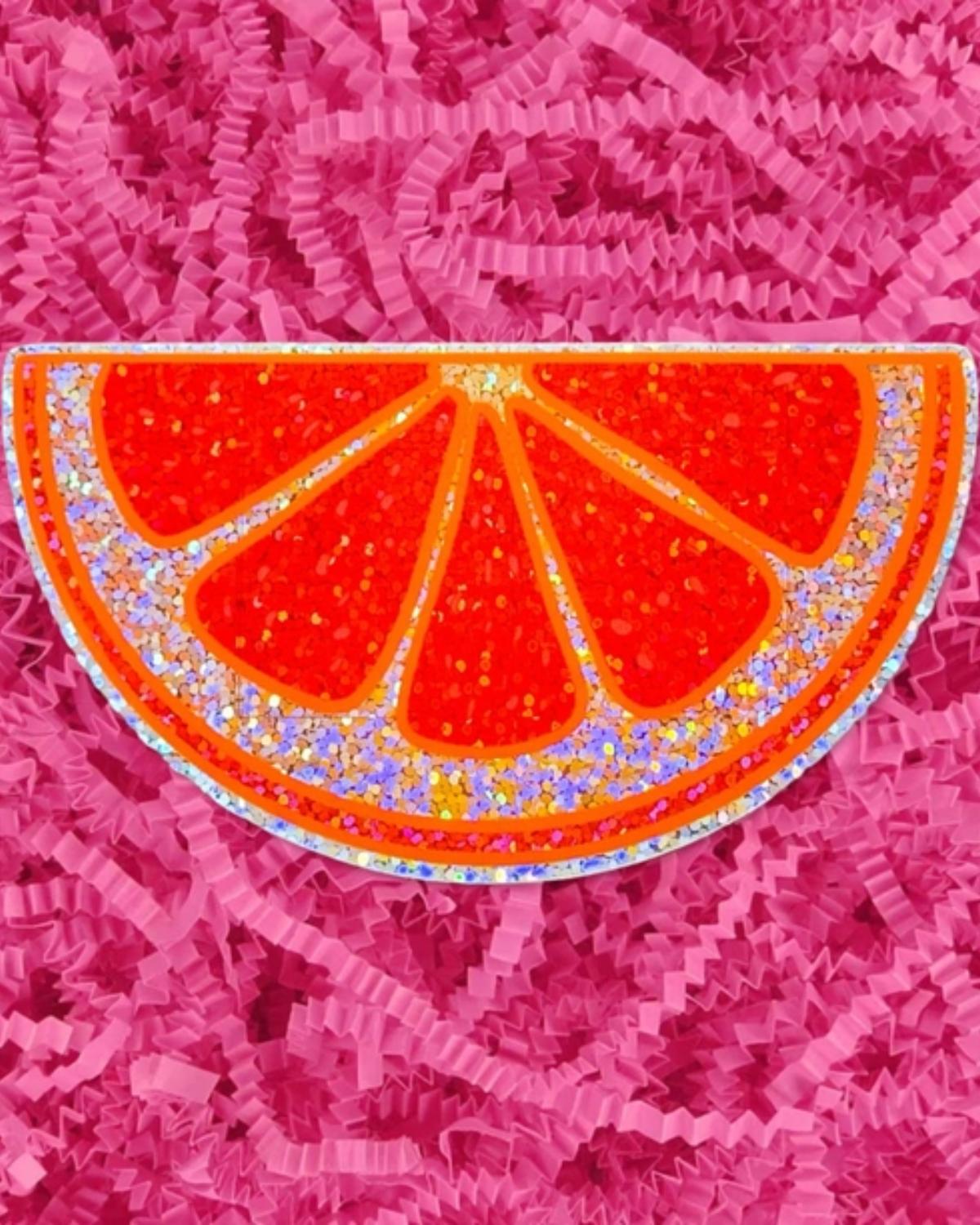 GLITTER GRAPEFRUIT SILCE STICKER