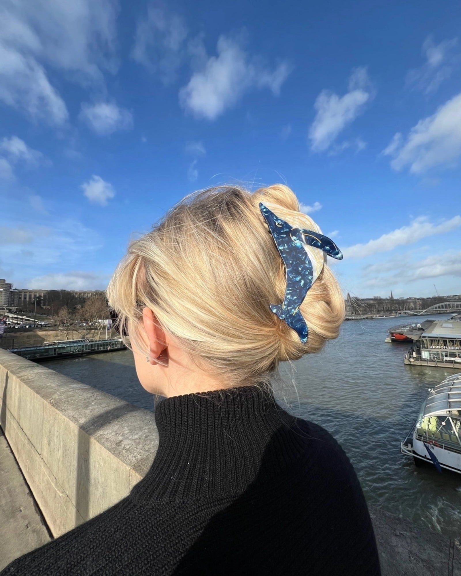 HAND-PAINTED BLUE WHALE HAIR CLAW CLIP