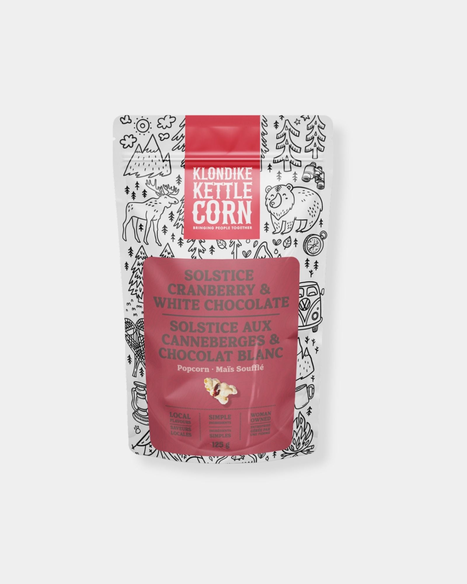 SOLSTICE CRANBERRY & WHITE CHOCOLATE POPCORN - 125g