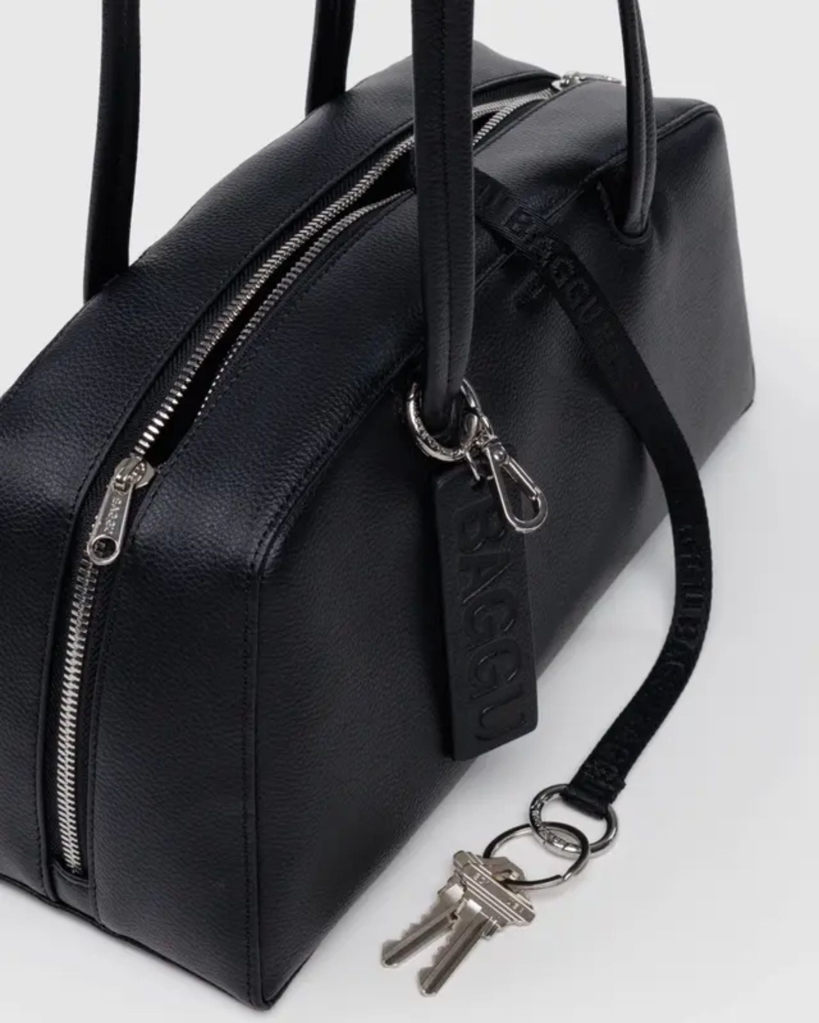 RECYCLED LEATHER BOWLER BAG - BLACK