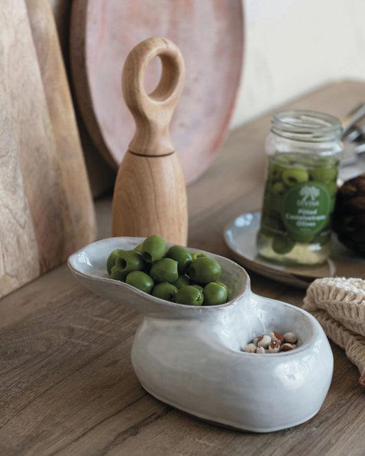 STONEWARE PEDESTAL DISH