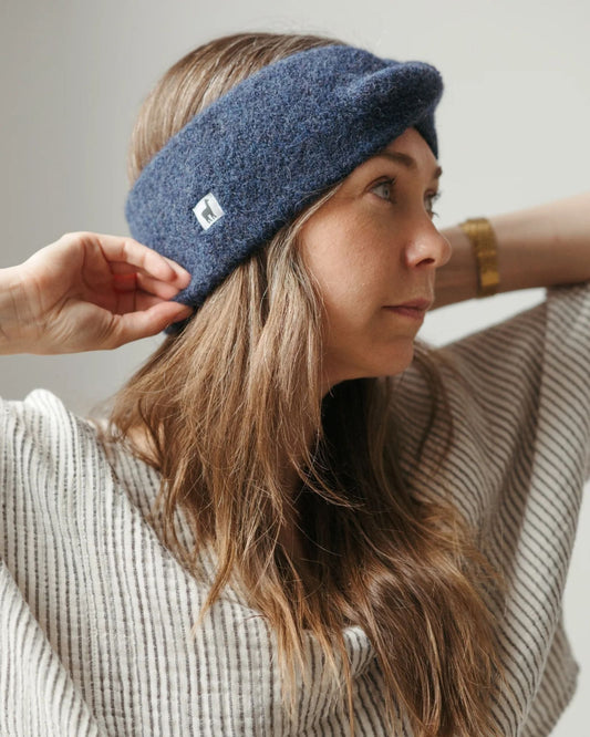 ALPACA TWISTED HEADBAND - DENIM