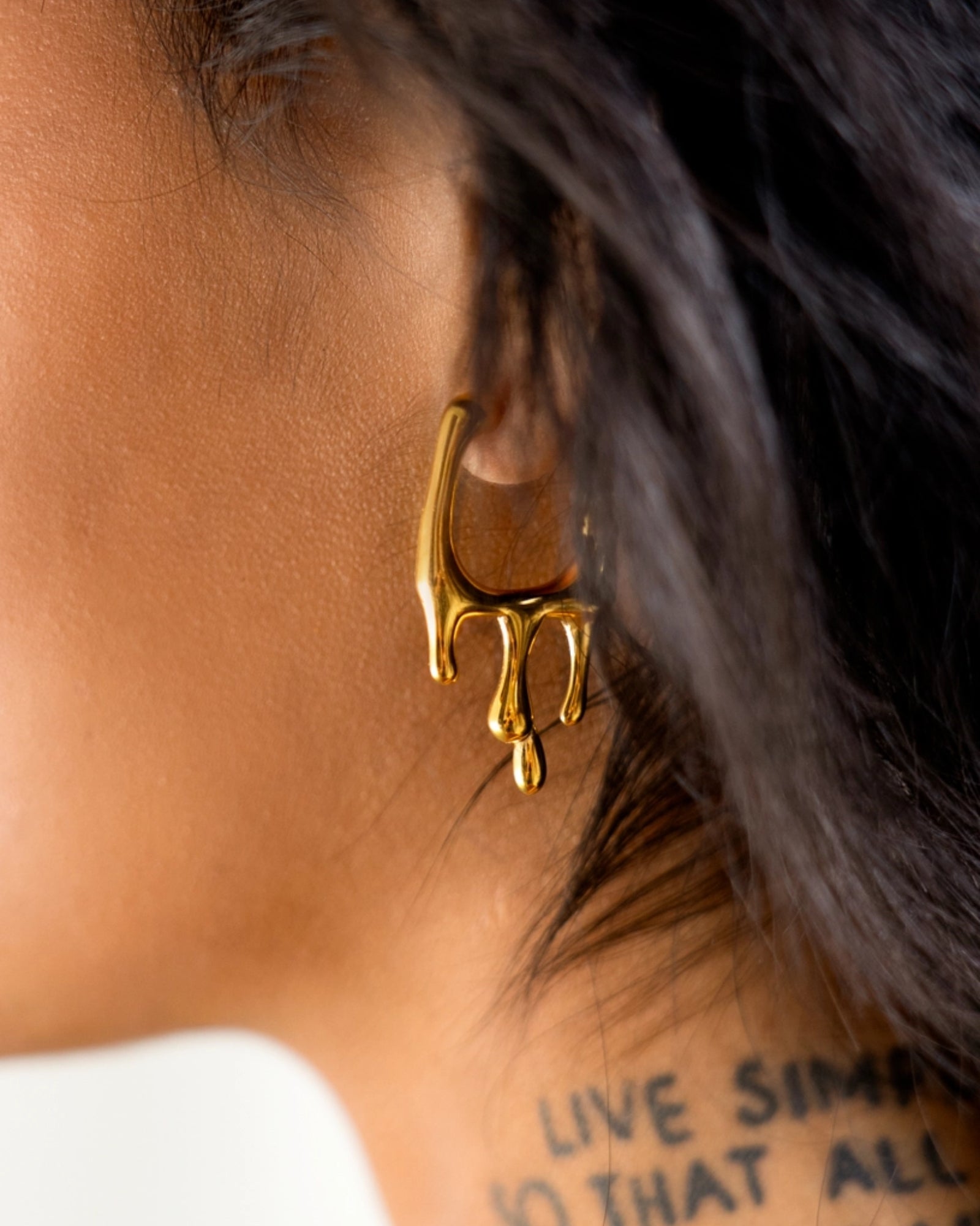 DRIP DROP HOOPS 18K GOLD PLATED EARRINGS