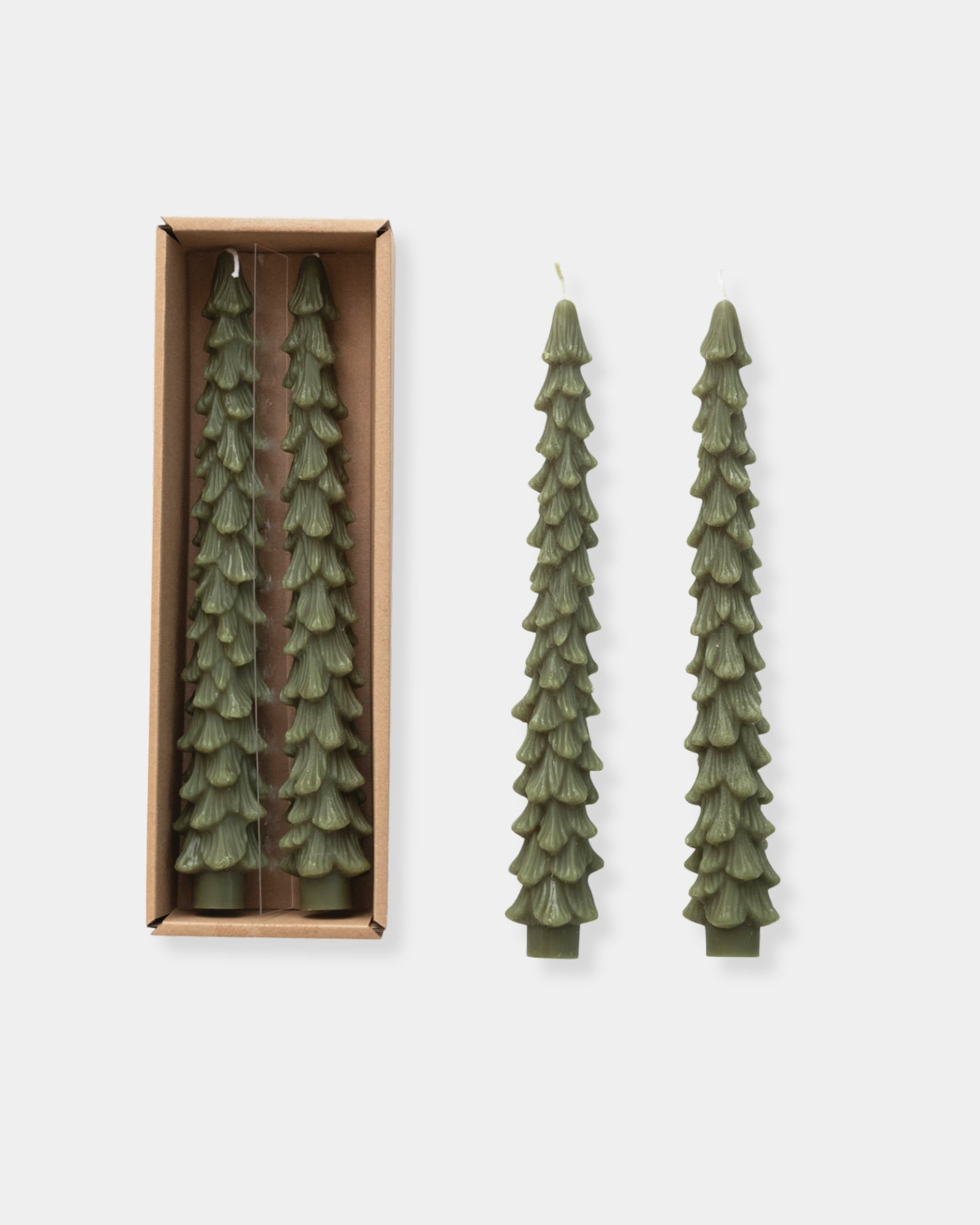 TREE UNSCENTED TAPER CANDLES - SET 2