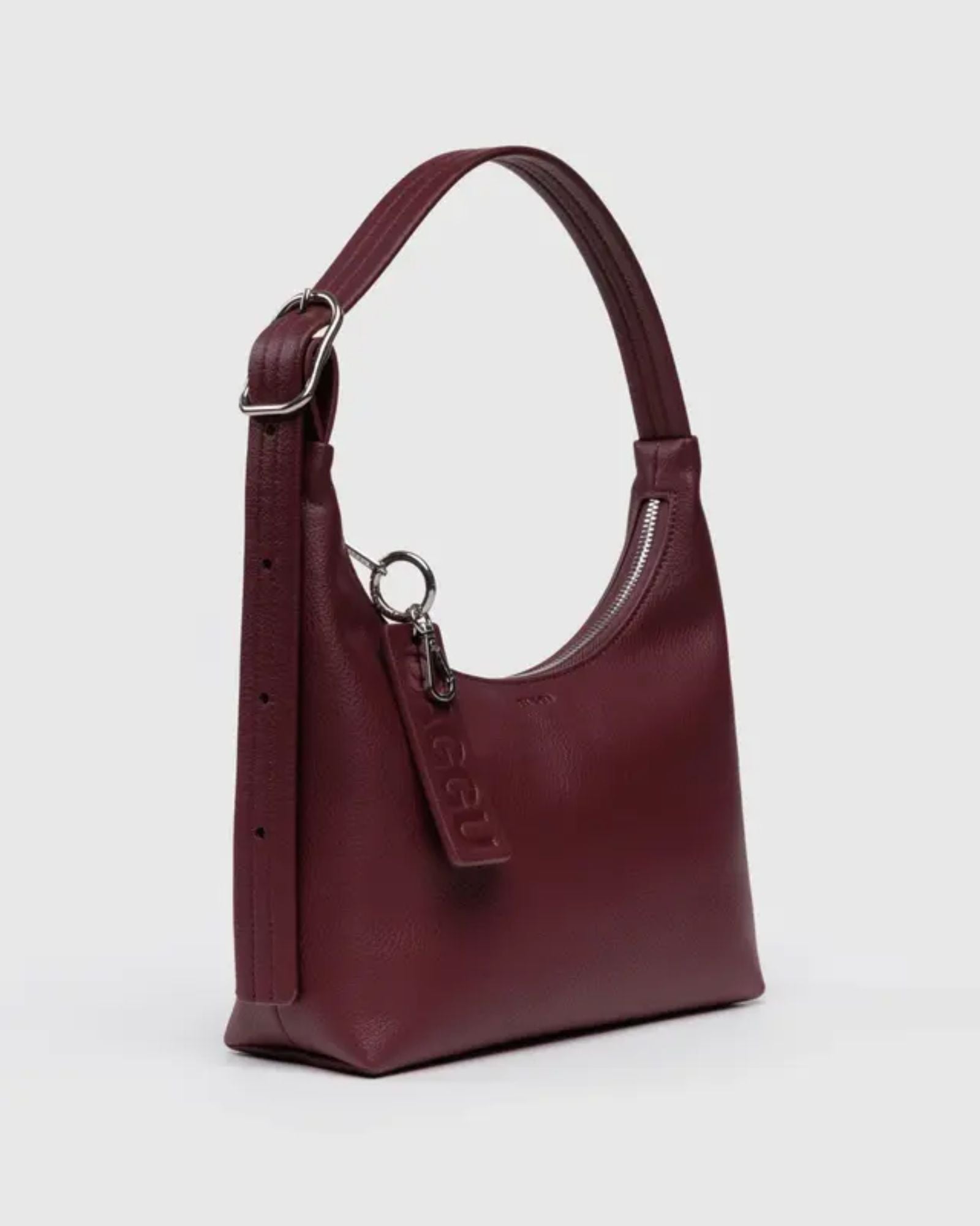MINI RECYCLED LEATHER SHOULDER BAG - MAHOGANY