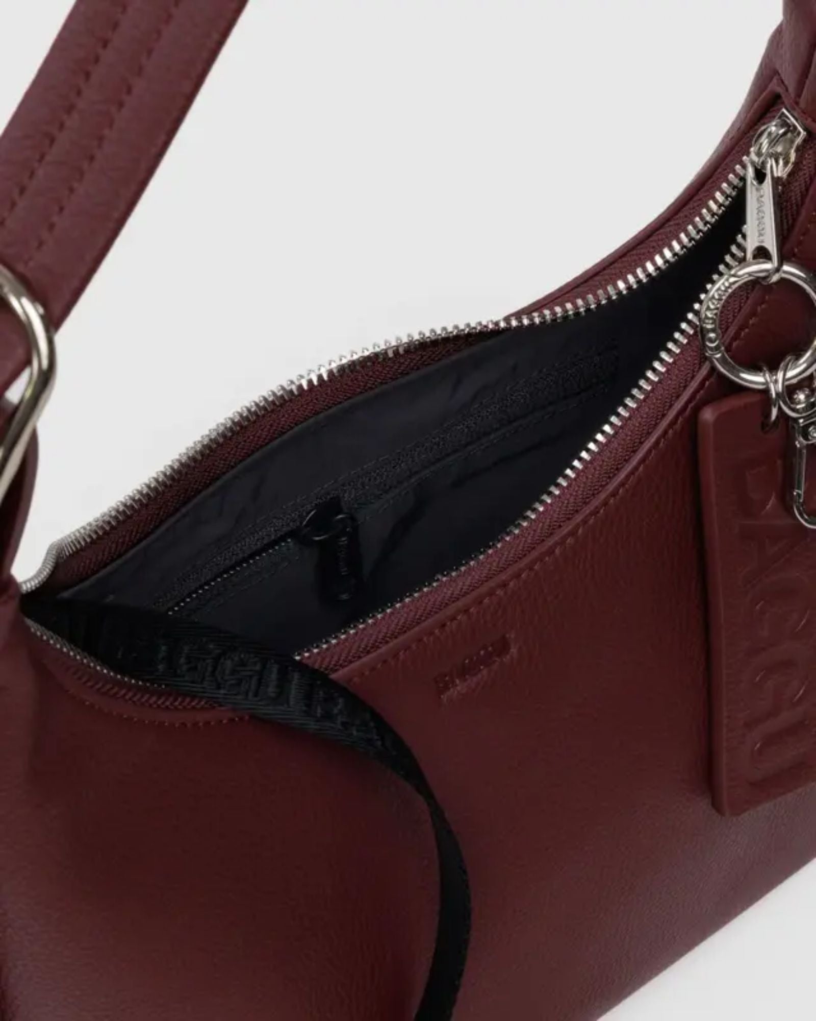 MINI RECYCLED LEATHER SHOULDER BAG - MAHOGANY