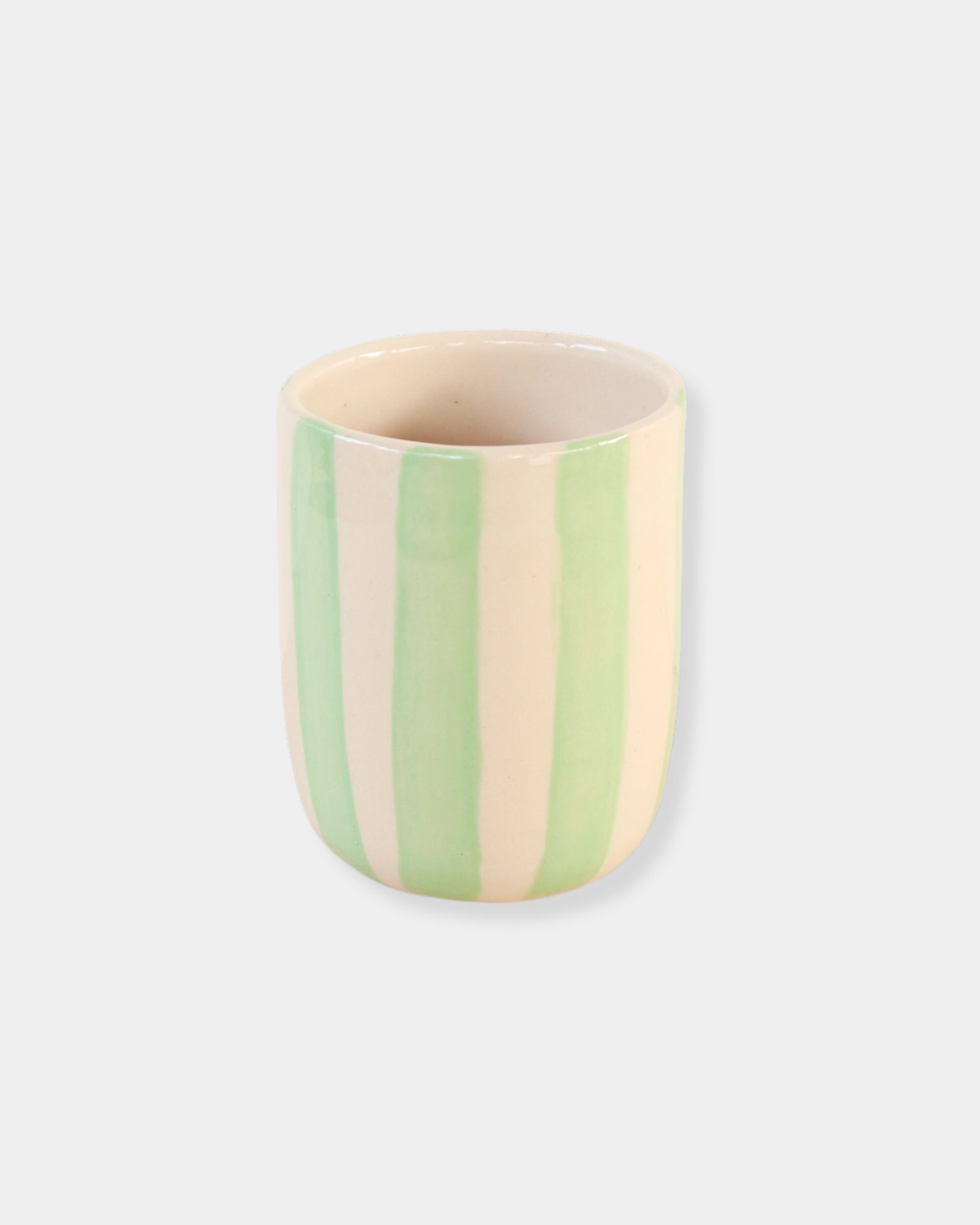 SMALL CERAMIC STRIPED TUMBLER - GREEN