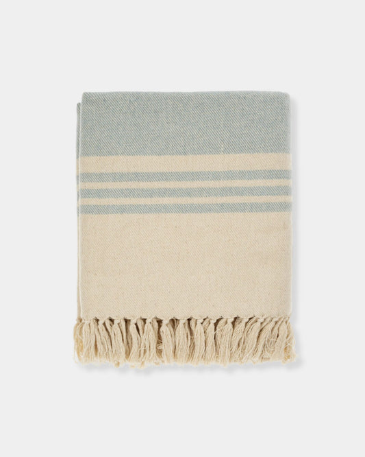 BEACH STRIPE BRUSHED THROW - BLUE