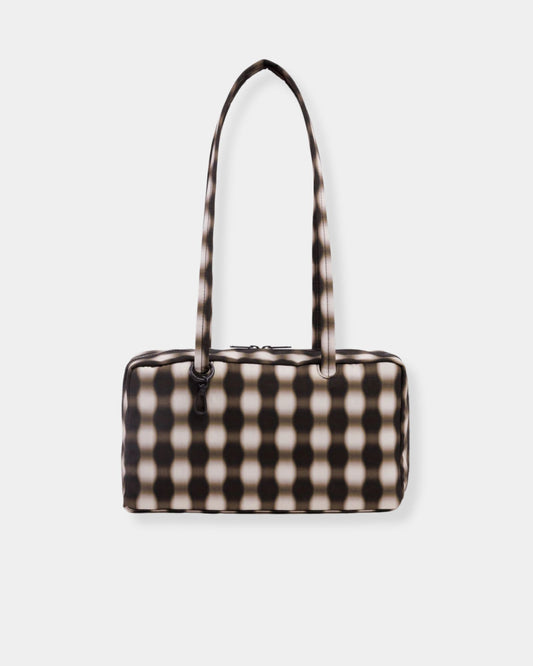 NYLON BOWLER BAG - BLURRED GINGHAM BROWN