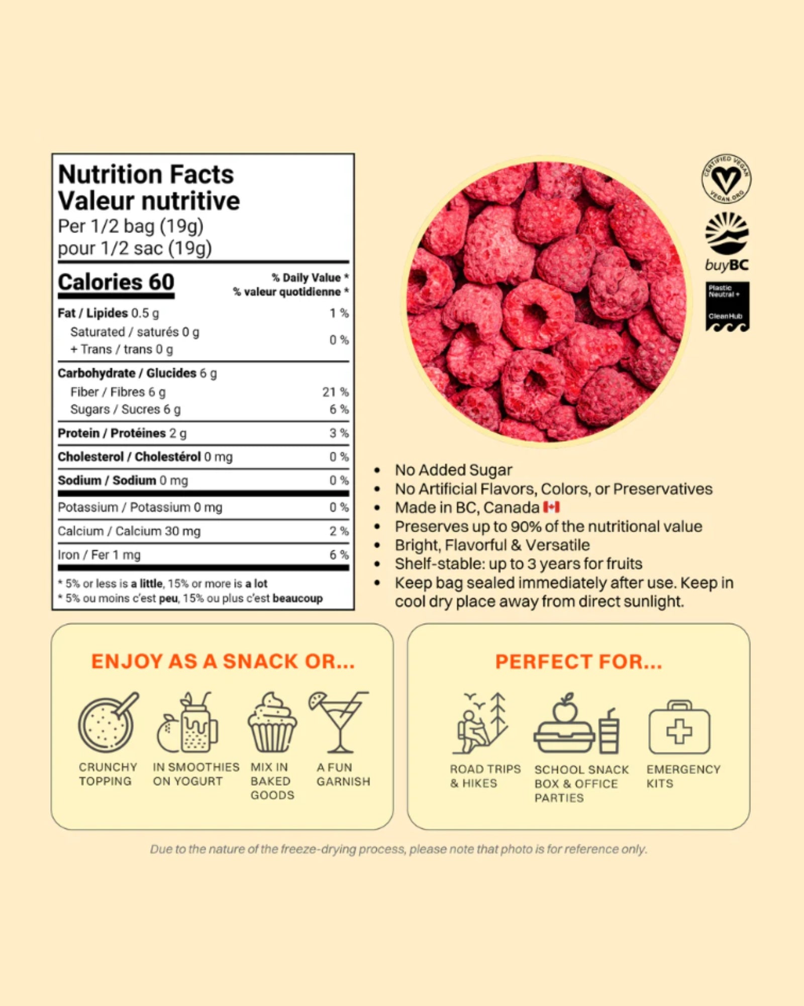 FREEZE DRIED WHOLE RASPBERRIES