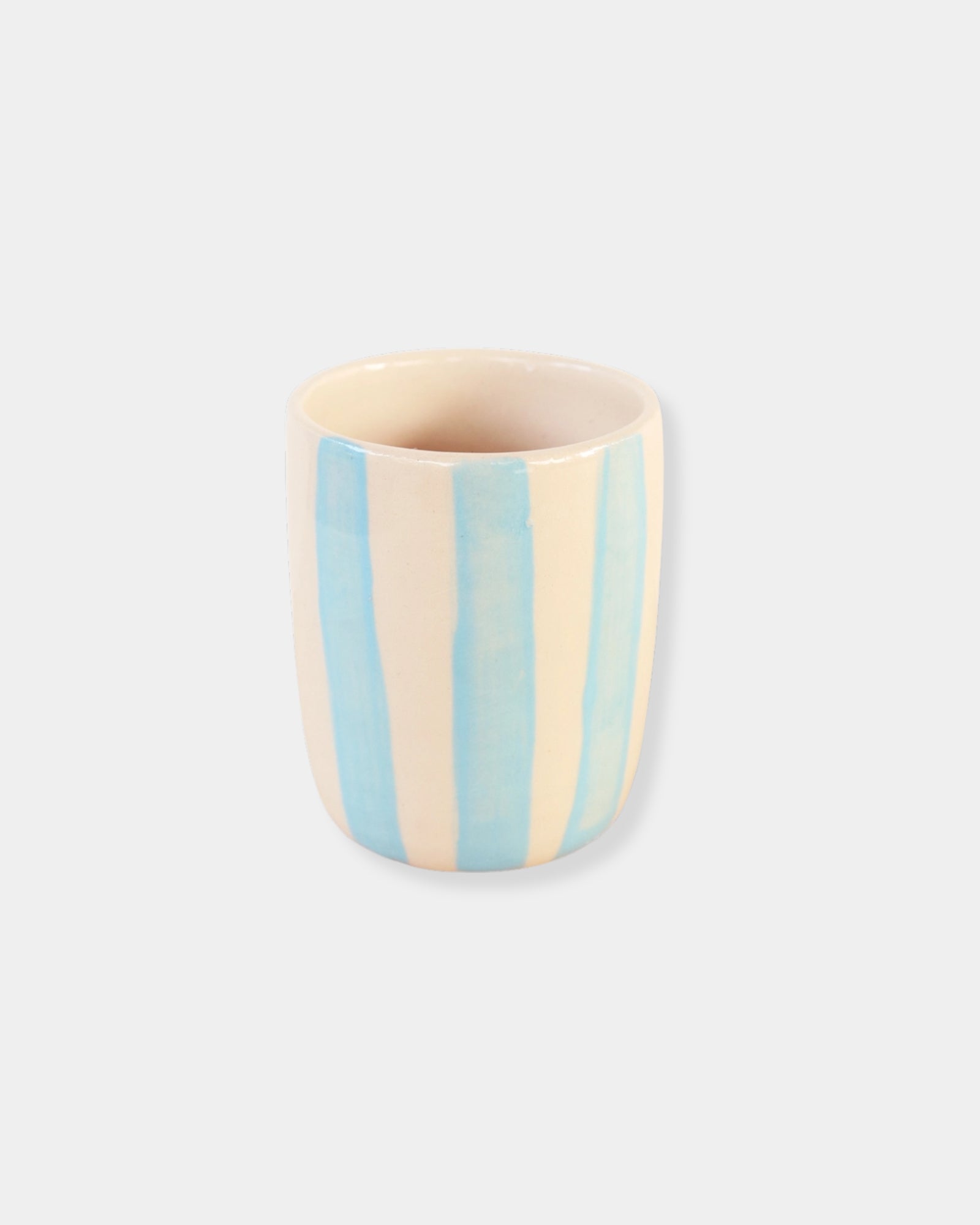 SMALL CERAMIC STRIPED TUMBLER - BLUE