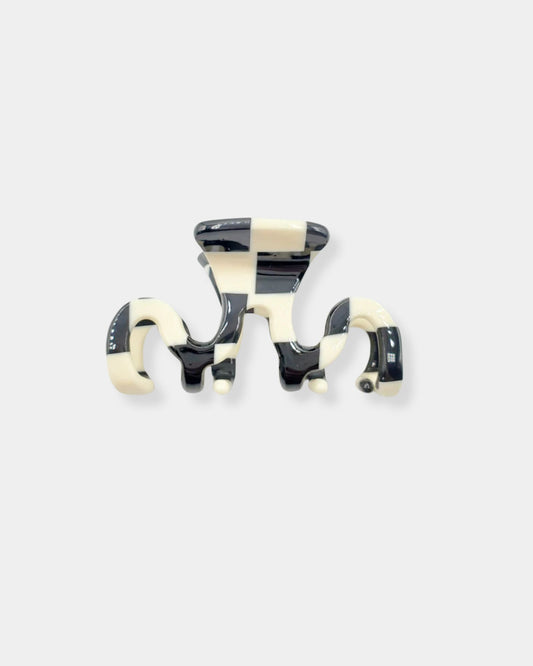 BLACK CHECKER BIRKIN - HAIR CLIP