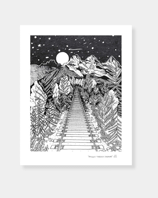 RAILWAY THROUGH CANMORE PRINT 8X10