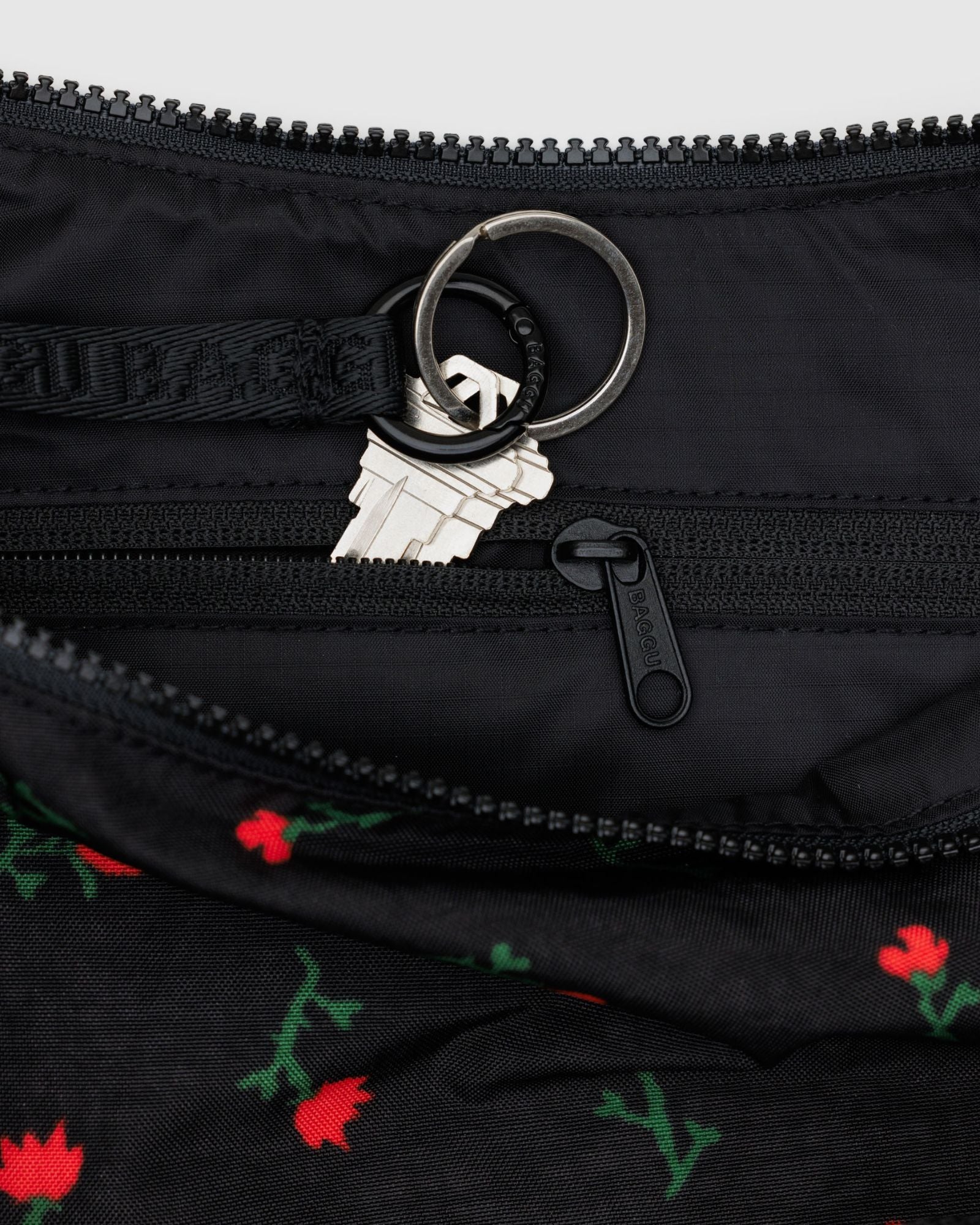 MEDIUM NYLON CRESCENT BAG - PAINTED WILDFLOWER
