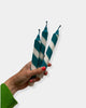 TEAL & WHITE HELTER SKELTER CANDLE