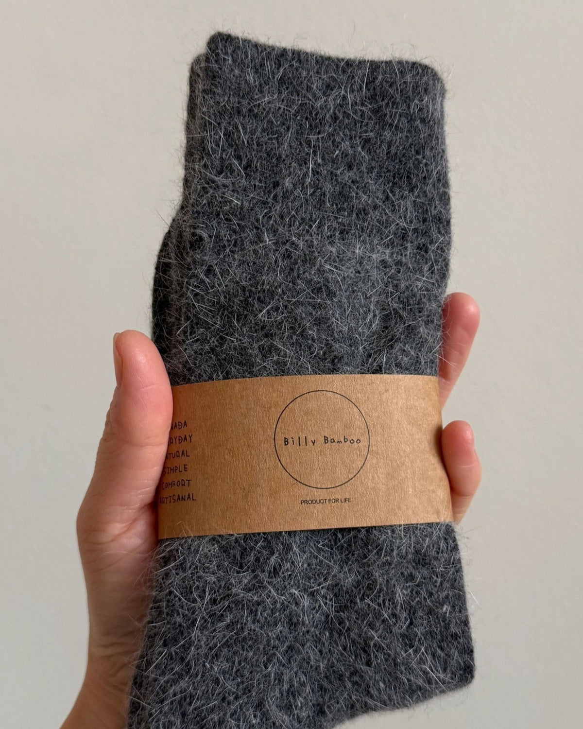 FLUFFY ANGORA SOCK - DARK GREY MELANGE