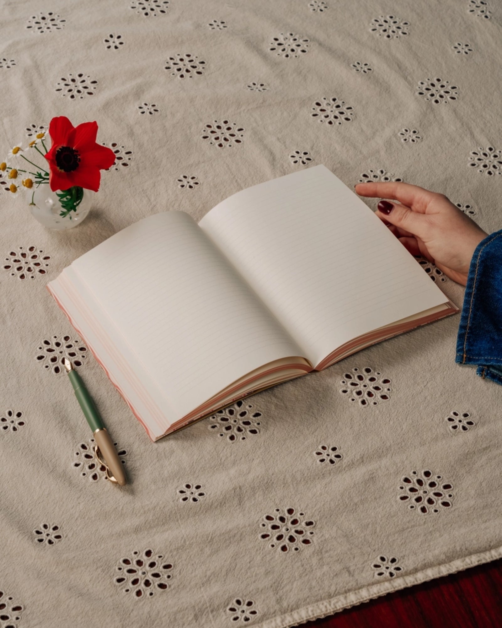 CHERRY WAVE LINED NOTEBOOK