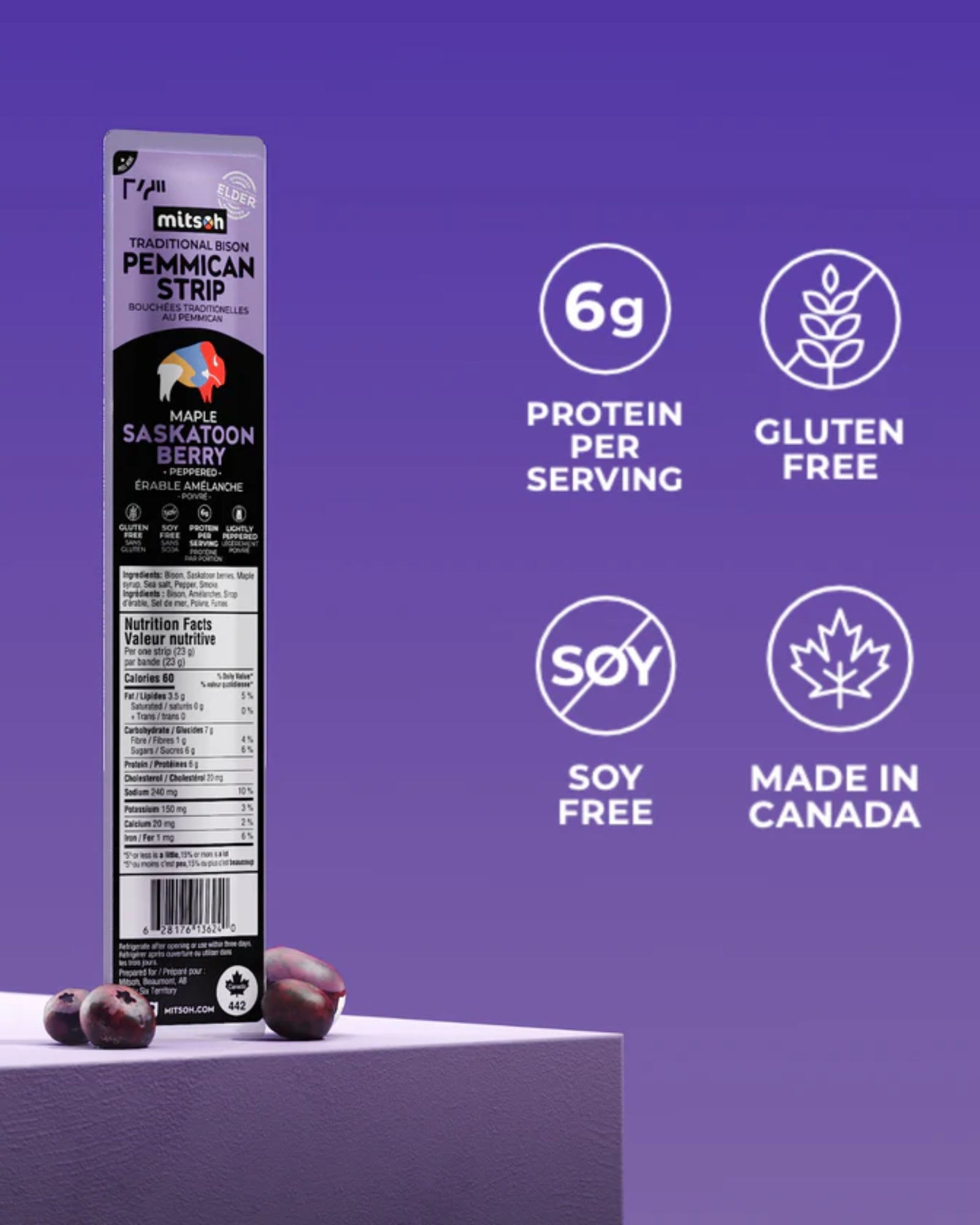 BISON PEPPERED PEMMICAN - MAPLE SASKATOON BERRY