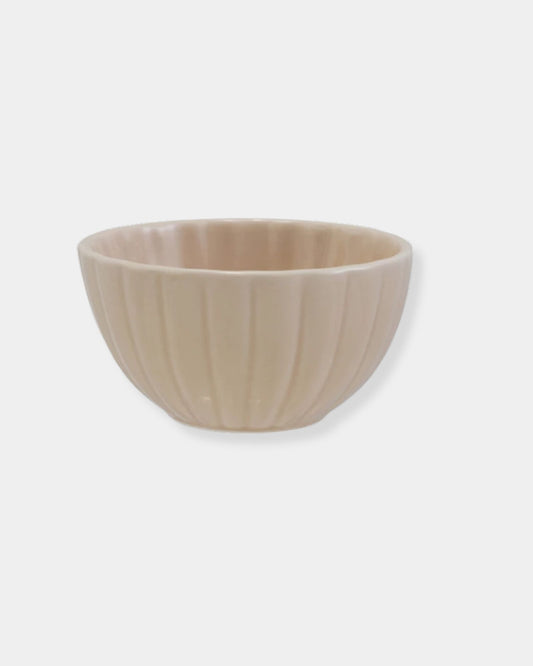 STONEWARE RIBBED BOWL - CREAM