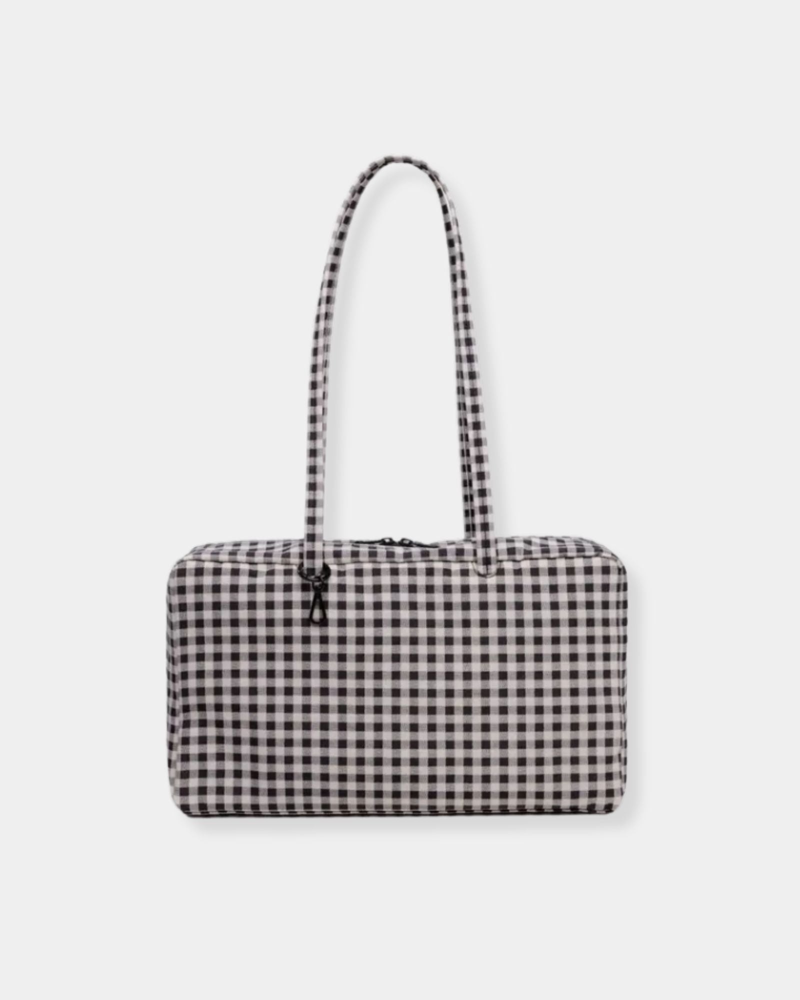 MEDIUM NYLON BOWLER BAG - BLACK & WHITE GINGHAM